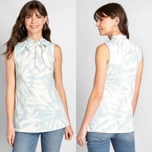 New Modcloth mock neck keyhole tie-dye tank top womens small